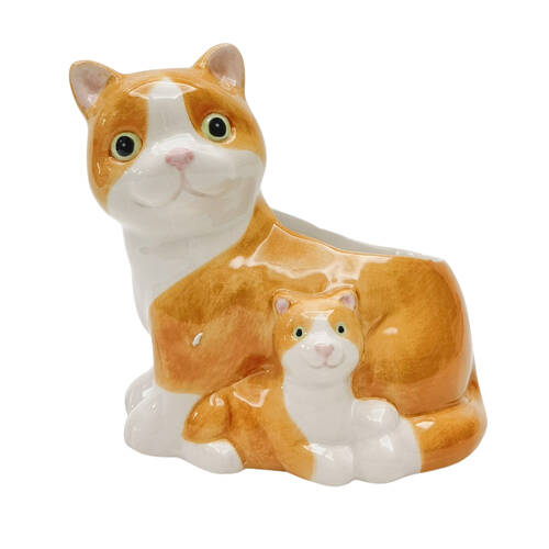Urban Hugging Cats Ceramic Planter Pot 11cm Ginger White