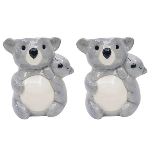 2PK Urban Hugging Koalas Ceramic Planter Pot 11cm Grey