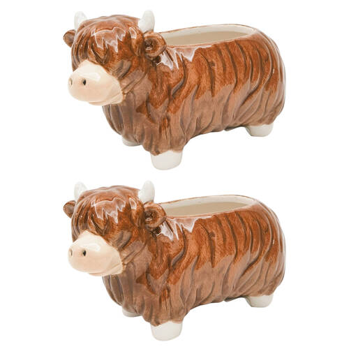 2PK Urban Highland Ceramic Planter Pot Medium 10x17cm White/Black