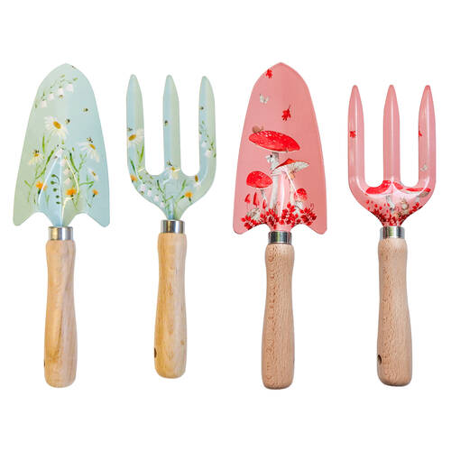4pc Urban Bee Meadow & Enchanted Garden Metal/Timber Tool Combo Set 29x18cm