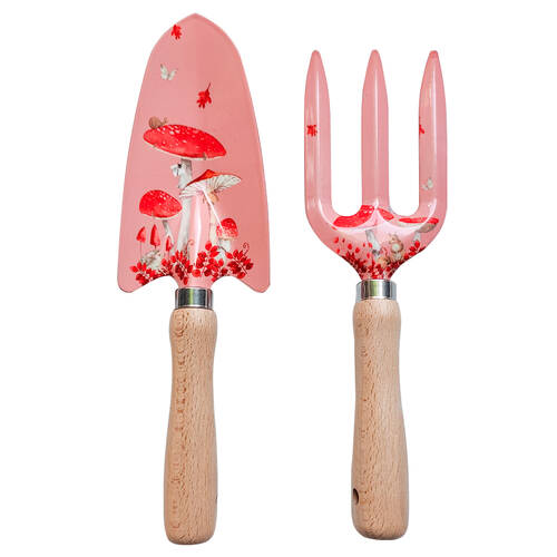 2pc Urban Enchanted Garden Metal/Timber Garden Tool Set 29x18cm Red