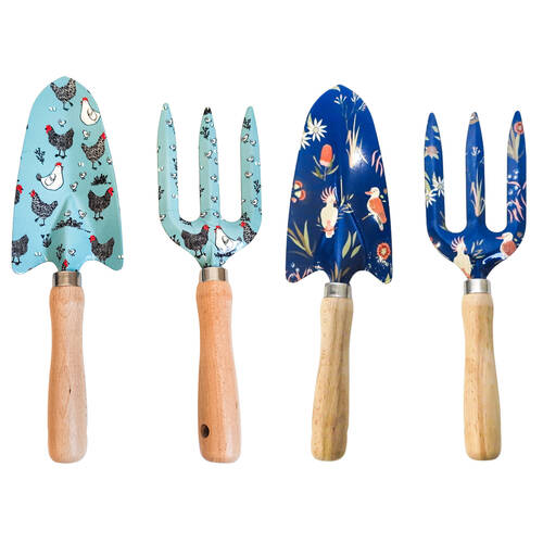 4pc Urban Australiana & Farm Yard Garden Tool Combo Set 29x18cm