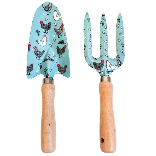 2pc Urban Farm Yard Metal/Timber Garden Tool Set 29x18cm Blue