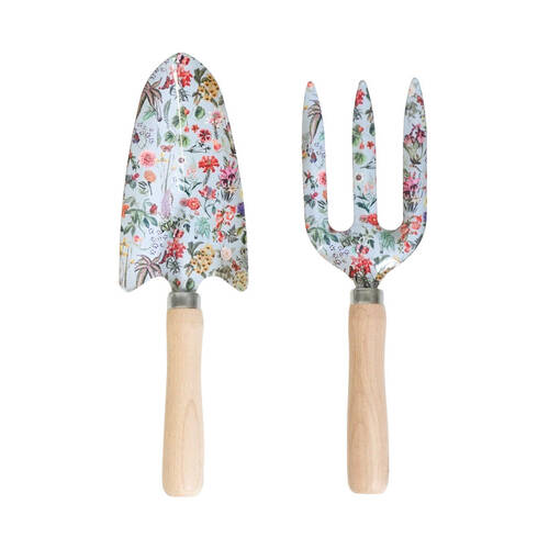 2pc Urban Metal/Timber Botanicals Gardening Tools Set 29cm Blue