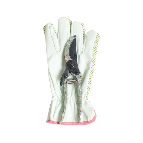 3pc Urban Bee Meadow Secateurs & Gardening Gloves Set 26cm Yellow