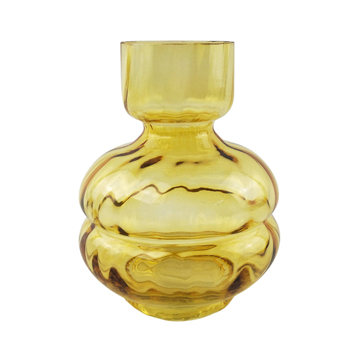 Urban 15cm Tommy Squat Glass Flower Vase Small - Amber