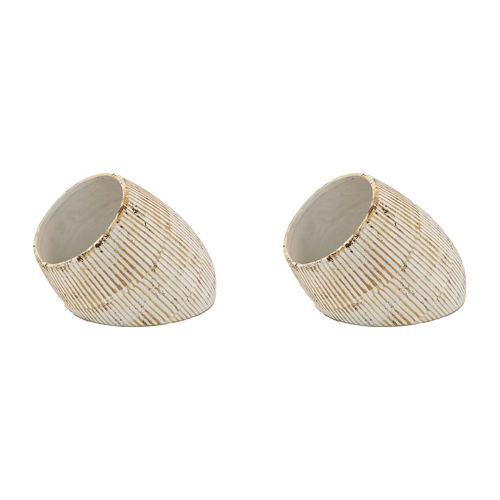2x Urban Melin Leaning 24cm Planter Flower Pot - Aged White
