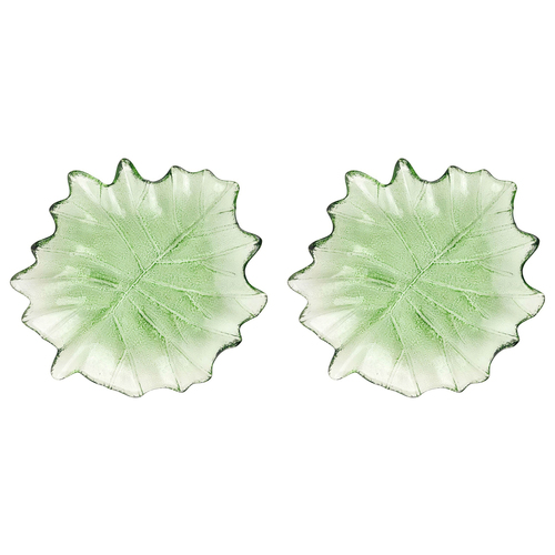 2PK Urban Tommy 18.5cm Glass Leaf Dish Home Decorative Plate - Sage