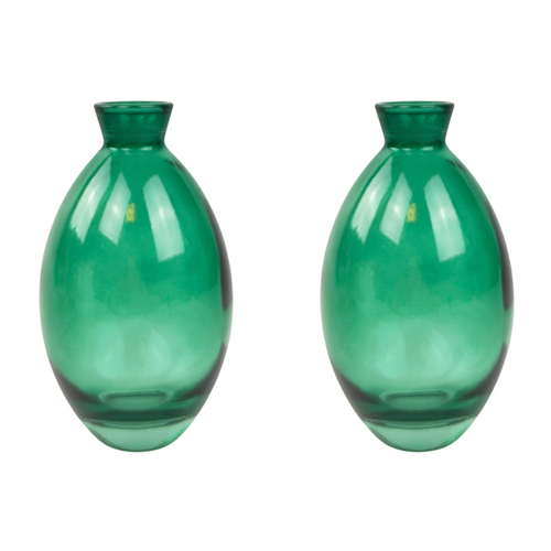 2PK Urban Tommy Bud 12cm Glass Flower Vase Small - Green