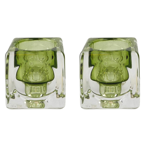 2x Urban Tommy 5.5cm Glass Tealight/Tapered Candle Holder - Sage