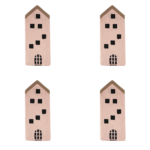 4x Urban Jonah House 15cm Concrete Ornament Home Decor Tall - Pink