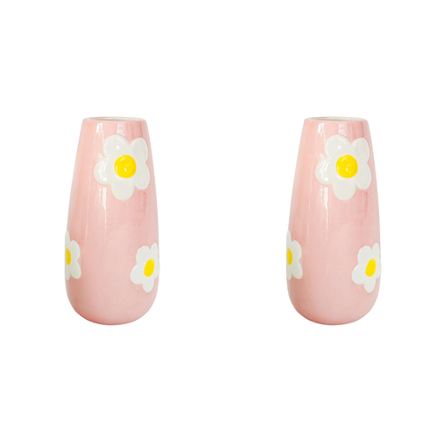 2PK Urban Products Alice Daisy Home Decor Vase Pink 20cm