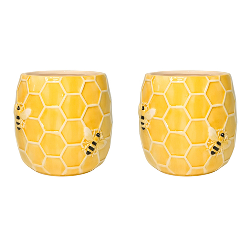 2PK Urban Bee Hive Planter Yellow 12cm Home Decorative Garden Decor