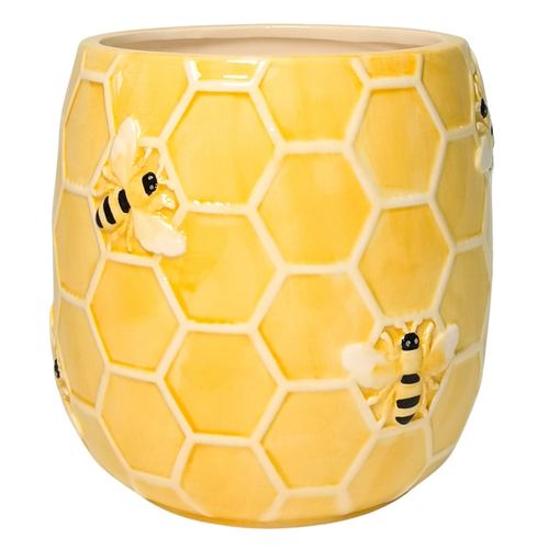 Urban Bee Hive Planter Yellow 15cm Home Decorative Garden Decor