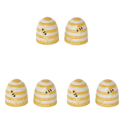 3PK Urban Bee Hive Salt Pepper Shakers Yellow 7cm Serveware Home Kitchen Decor