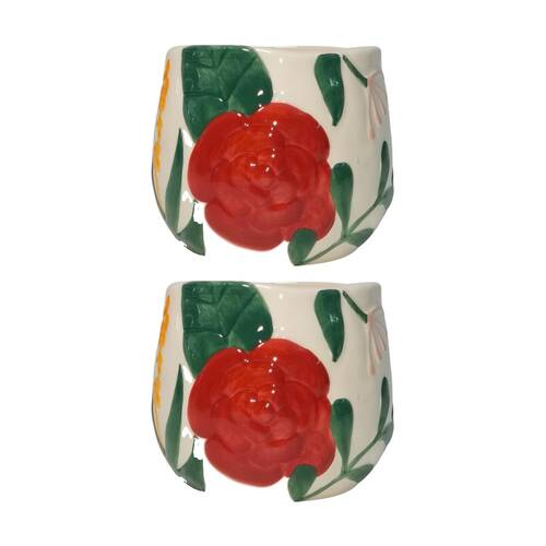 2PK Urban Dahlia Floral Planter Colourful Small 11cm Decorative Garden Decor