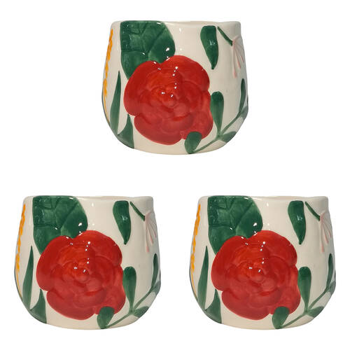 3PK Urban Dahlia Floral Planter Colourful Small 11cm Decorative Garden Decor