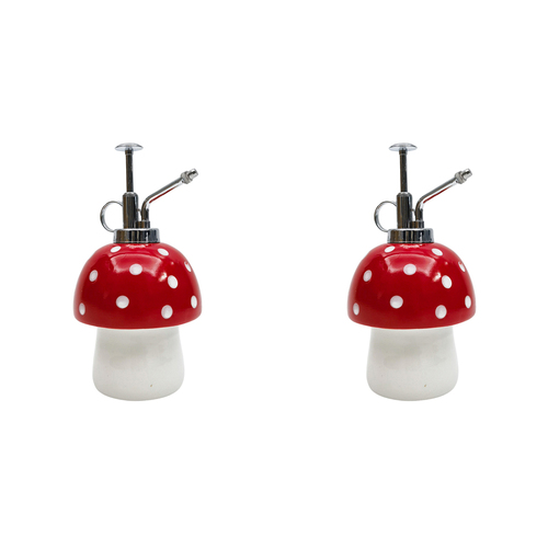 2PK Urban Toadstool Water Mister Red 18cm Decorative Ornament Home Decor