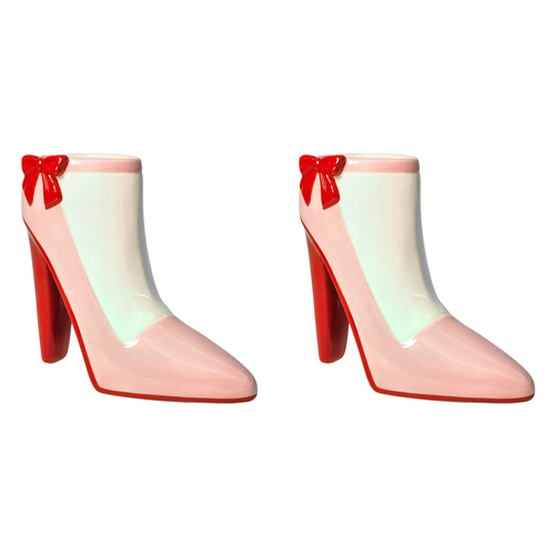 2PK Urban High Heel Vase Pink Red 15cm Decorative Home Decor
