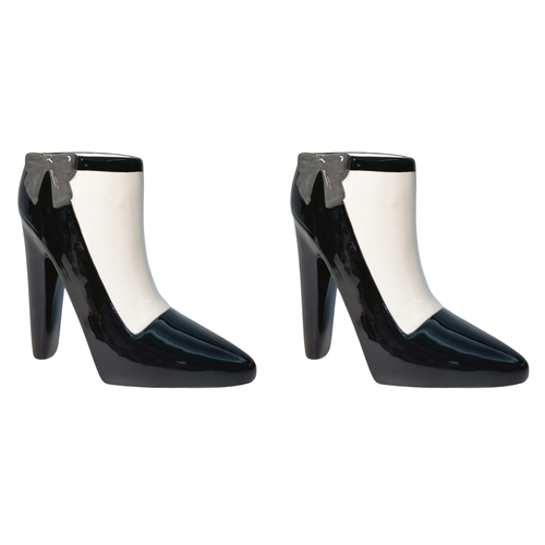 2PK Urban High Heel Vase Black 15cm Decorative Home Decor