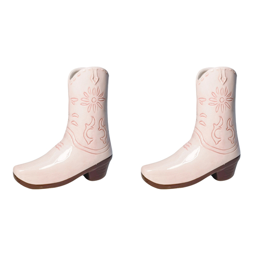 2PK Urban Cowgirl Boot Vase Pink 19cm Decorative Home Decor