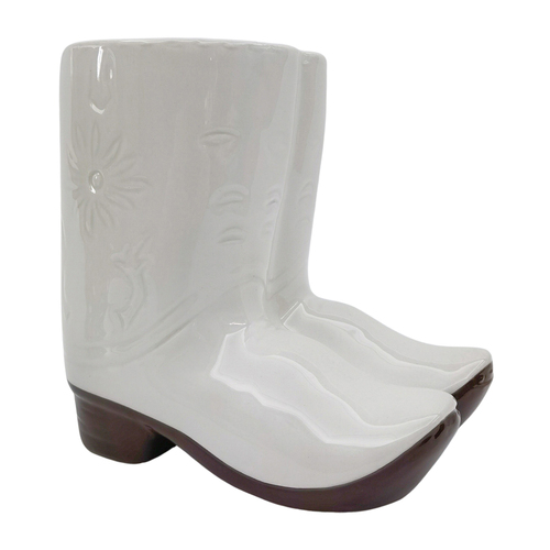 Urban Cowboy Boots Planter White 16cm Home Decorative Garden Decor