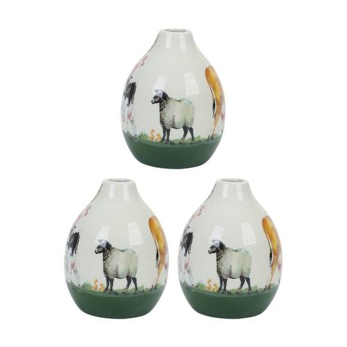 3PK Urban Farm Yard Vase Green 13cm Decorative Home Decor