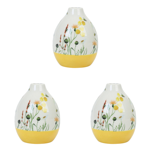 3PK Urban Bee Meadow Vase Yellow 13cm Decorative Home Decor