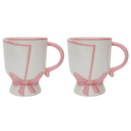 2PK Urban Bow Coffee/Tea Drinking Mug Ceramic 12cm Pink