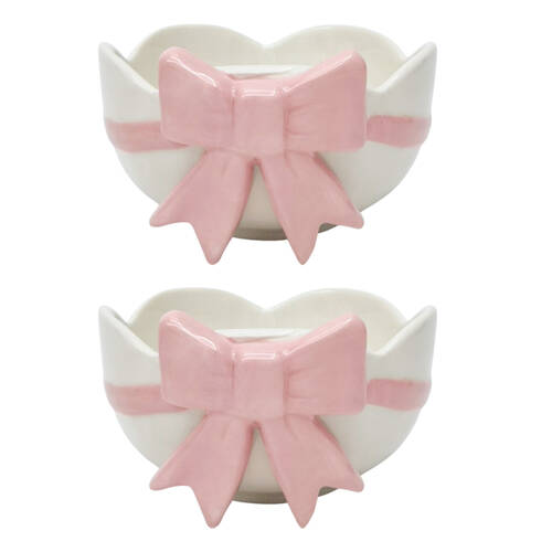 2PK Urban Bow Dinner Soup/Rice Bowl Ceramic 8x15cm Pink