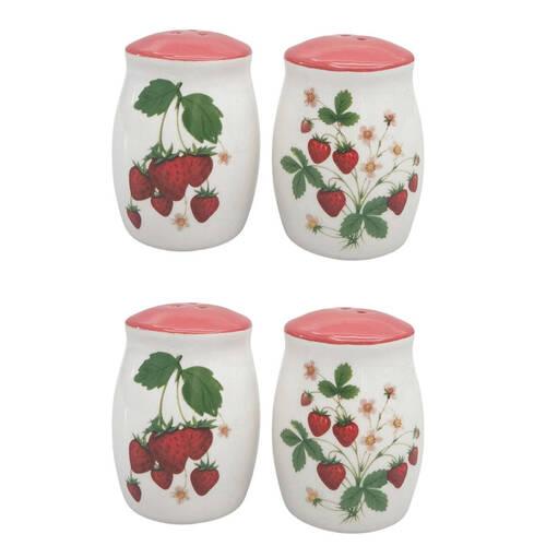 2x 2pc Urban Ceramic Strawberry Fields Salt & Pepper Shakers 8x6cm Green/Red