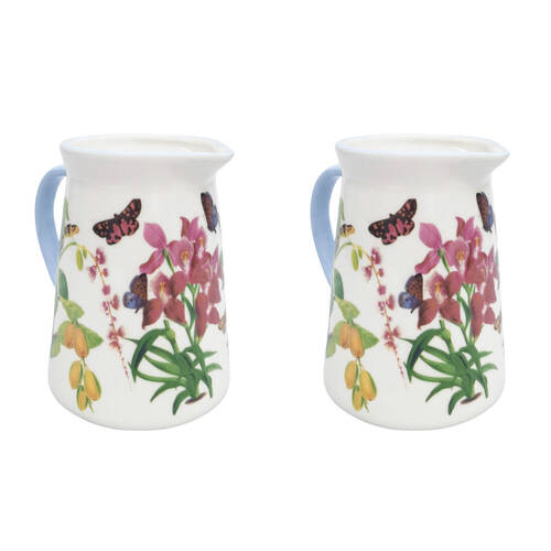 2PK Urban Ceramic Botanicals Pitcher Beverage Serving Jug 15x16cm Green