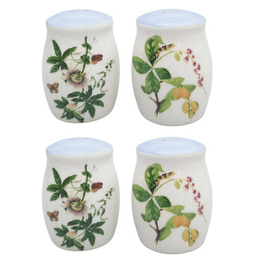 2x 2pc Urban Ceramic Botanicals Floral Salt and Pepper Shakers Set 8x6cm Blue