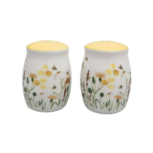 2pc Urban Ceramic Bee Meadow Salt and Pepper Shakers Set 8x6cm Yellow