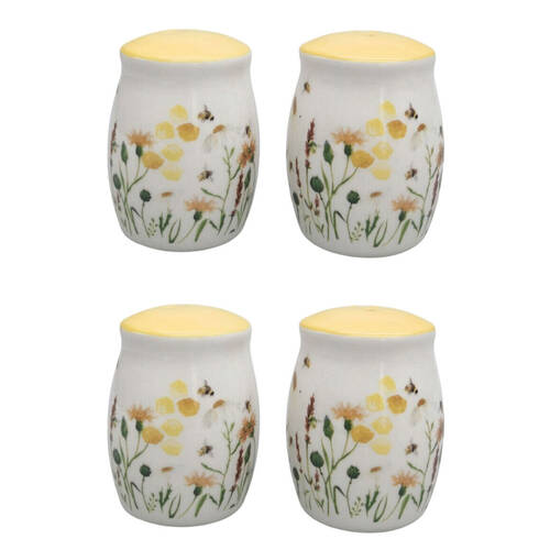 2x 2pc Urban Ceramic Bee Meadow Salt and Pepper Shakers Set 8x6cm Yellow