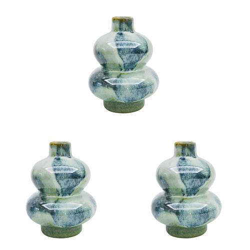 3PK Urban Bronte Bud Vase Green 12cm Decorative Home Decor