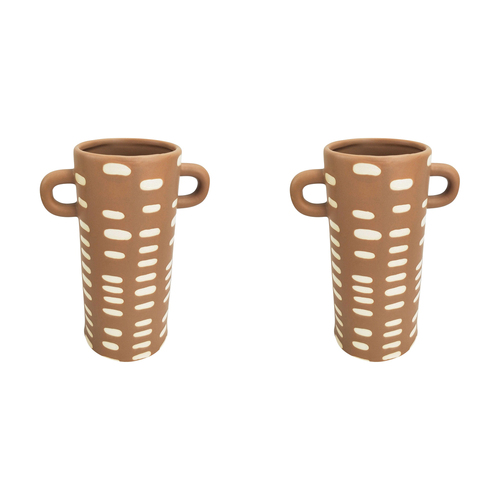2x Urban Lydia 22cm Ceramic Plant/Flower Vase Display Pot - Beige