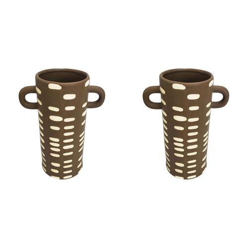 2x Urban Lydia 22cm Ceramic Plant/Flower Vase Display Pot - Mocha