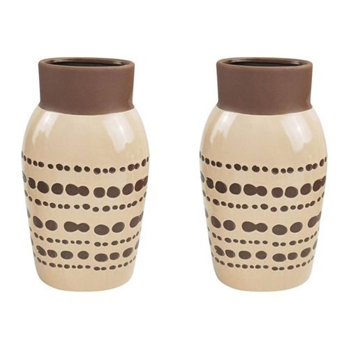 2x Urban Remy 26cm Ceramic Plant/Flower Vase Display Pot Medium - Mocha