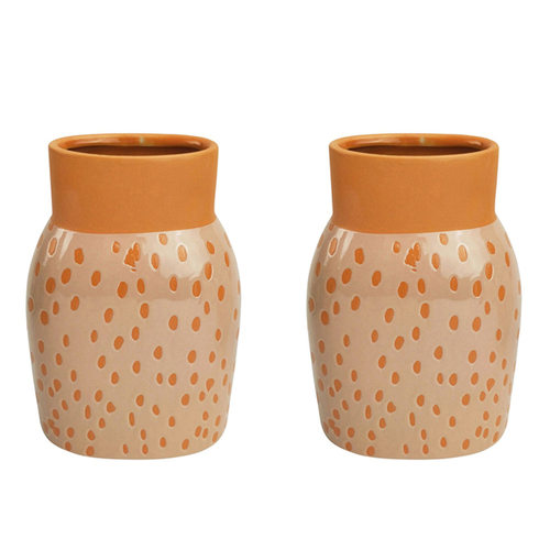 2x Urban Remy 18cm Ceramic Plant/Flower Vase Display Pot Small - Sherbet