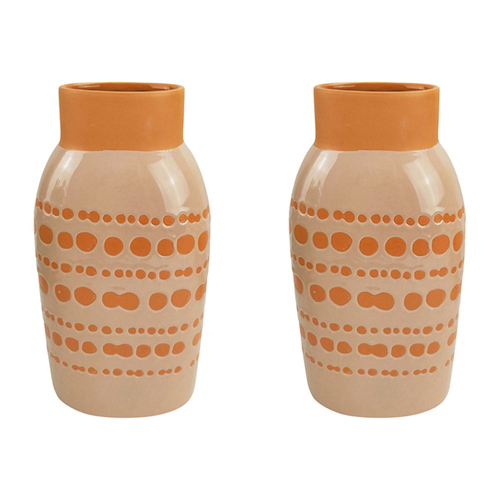 2x Urban Remy 26cm Ceramic Plant/Flower Vase Display Pot Medium - Sherbet