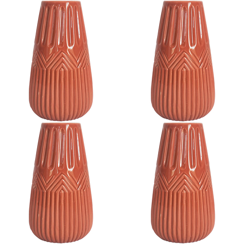 4x Urban Zari 14cm Ceramic Plant/Flower Vase Display Small - Terracotta