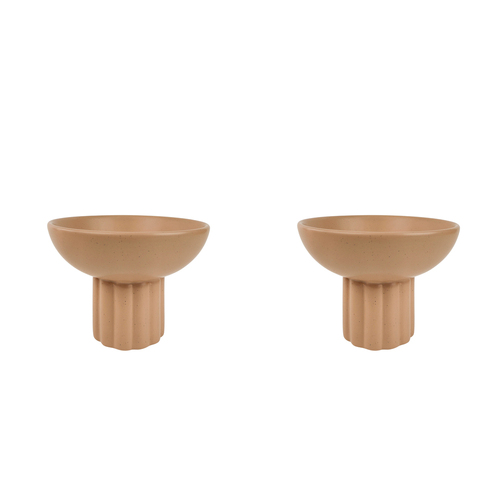 2x Urban Leilani 17cm Ceramic Tall Bowl Planter Home Decor - Beige
