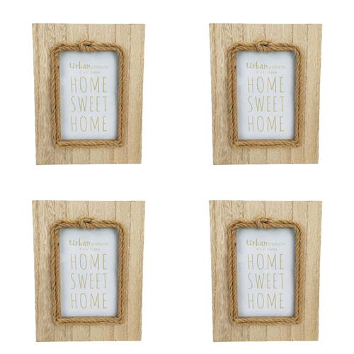 4x Urban Kiana Wooden 4x6" Photo Frame Home Decor Display - Natural