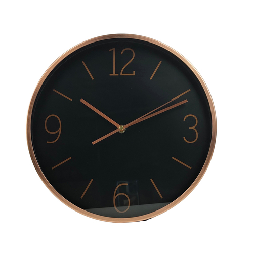 Urban 32cm Aluminium Chrome Wall Clock Hanging Home Decor - Black