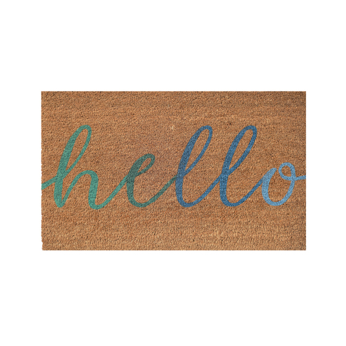 Urban 45x75cm Hello Doormat Home Floor Rug - Green/Blue