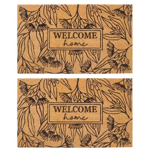 2PK Urban Welcome Home Floor Doormat Coir/PVC 45x75cm Black