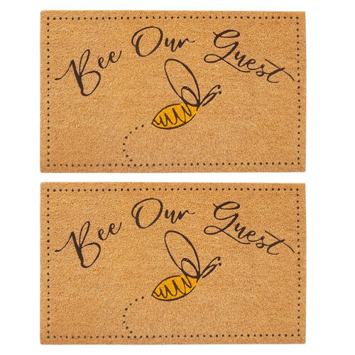 2PK Urban Bee Our Guest Doormat Coir/PVC 45x75cm Black/Yellow