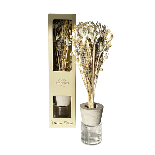 Urban Dried Floral 50ml Scented Cotton Reed Diffuser - Grey