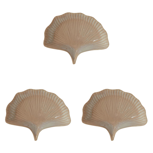 3x Urban Lyra 23cm Ceramic Ginko Plate Home Decor Display - Blush